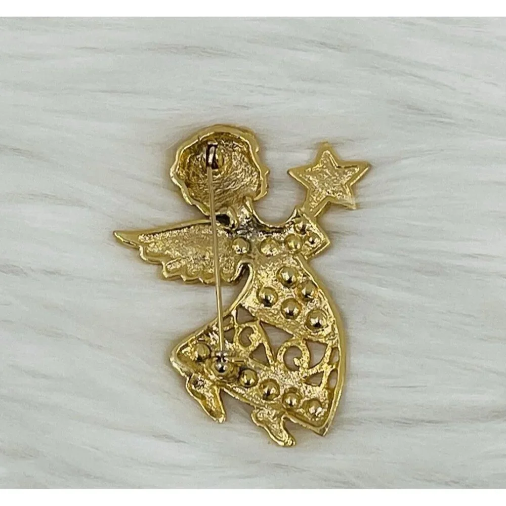 Vintage Brooch Gold Tone Pin 2